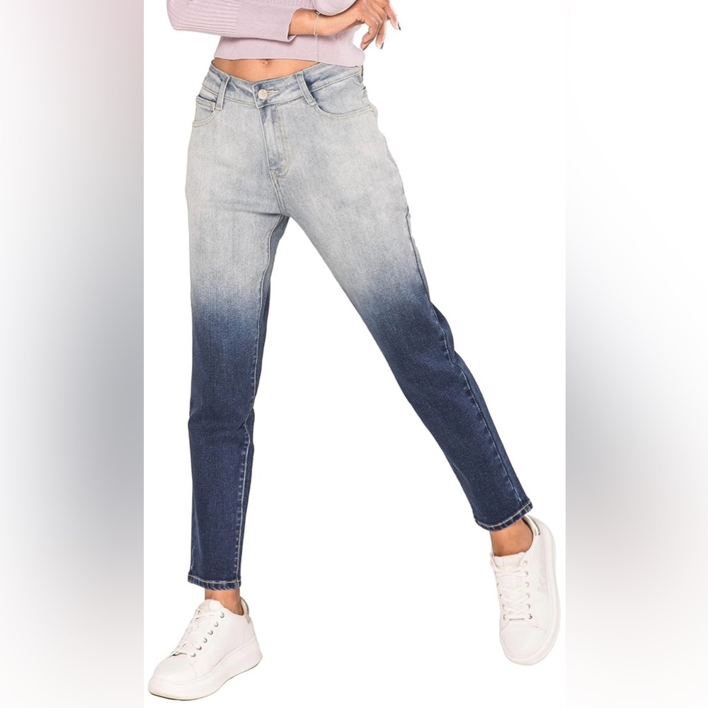 Ombre High-Rise Slim Jeans - Blue